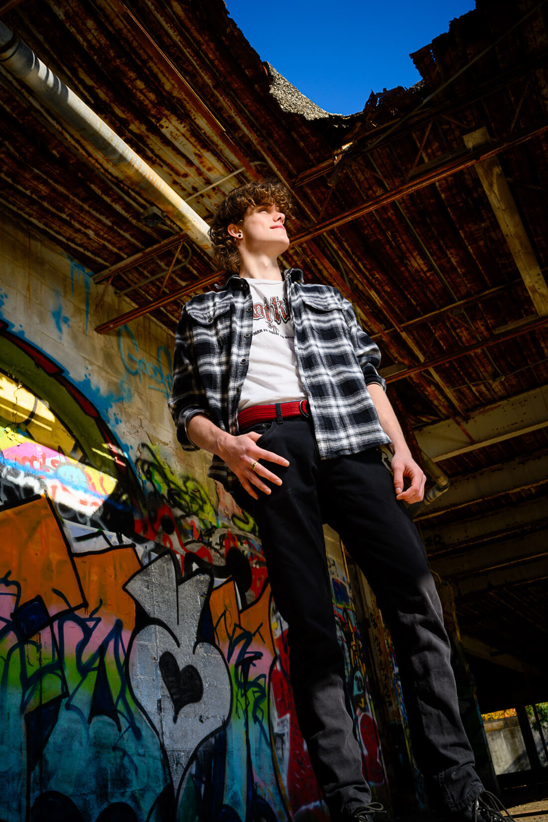 Senior photos Amity High School Senior Declan with a vibrant look