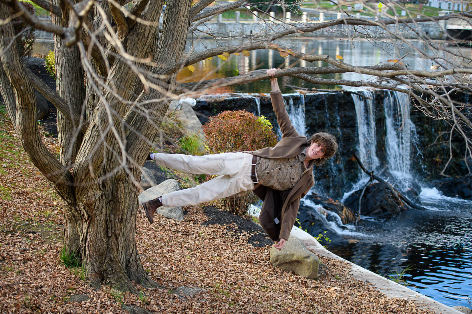 Just hanging around in a tree in Milford CT for senior portraits with Declan
