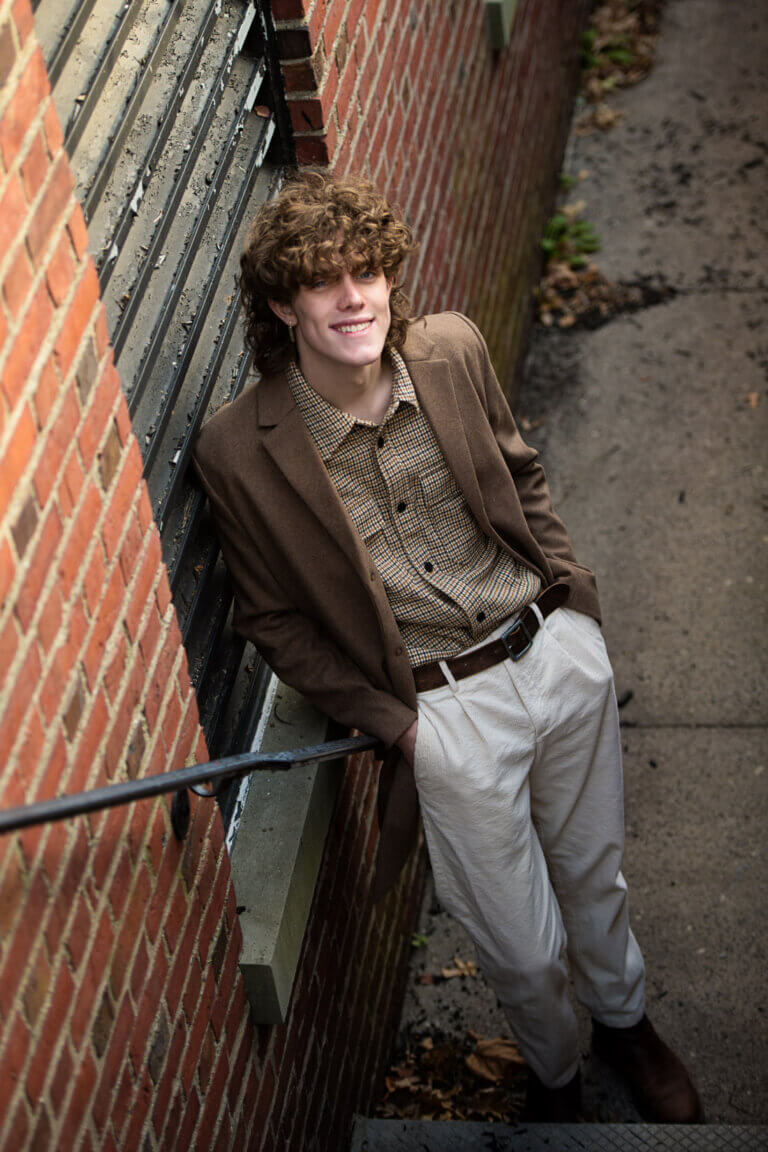Amilty HS senior Declan in classic weekend clothes in CT
