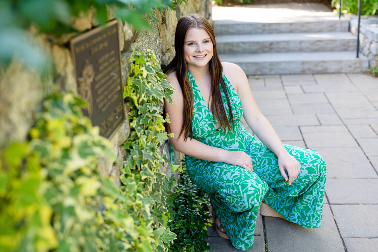 senior portraits in CT of Katie in a great Free People jumpsuit