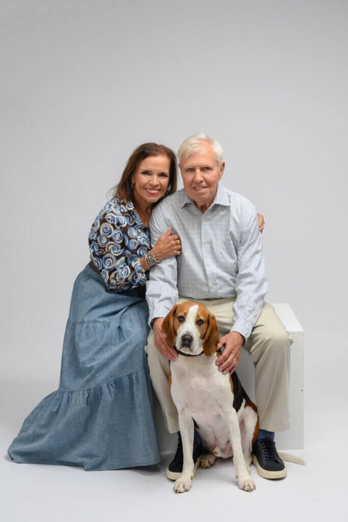 New Milford CT couple with their family dog studio portrait
