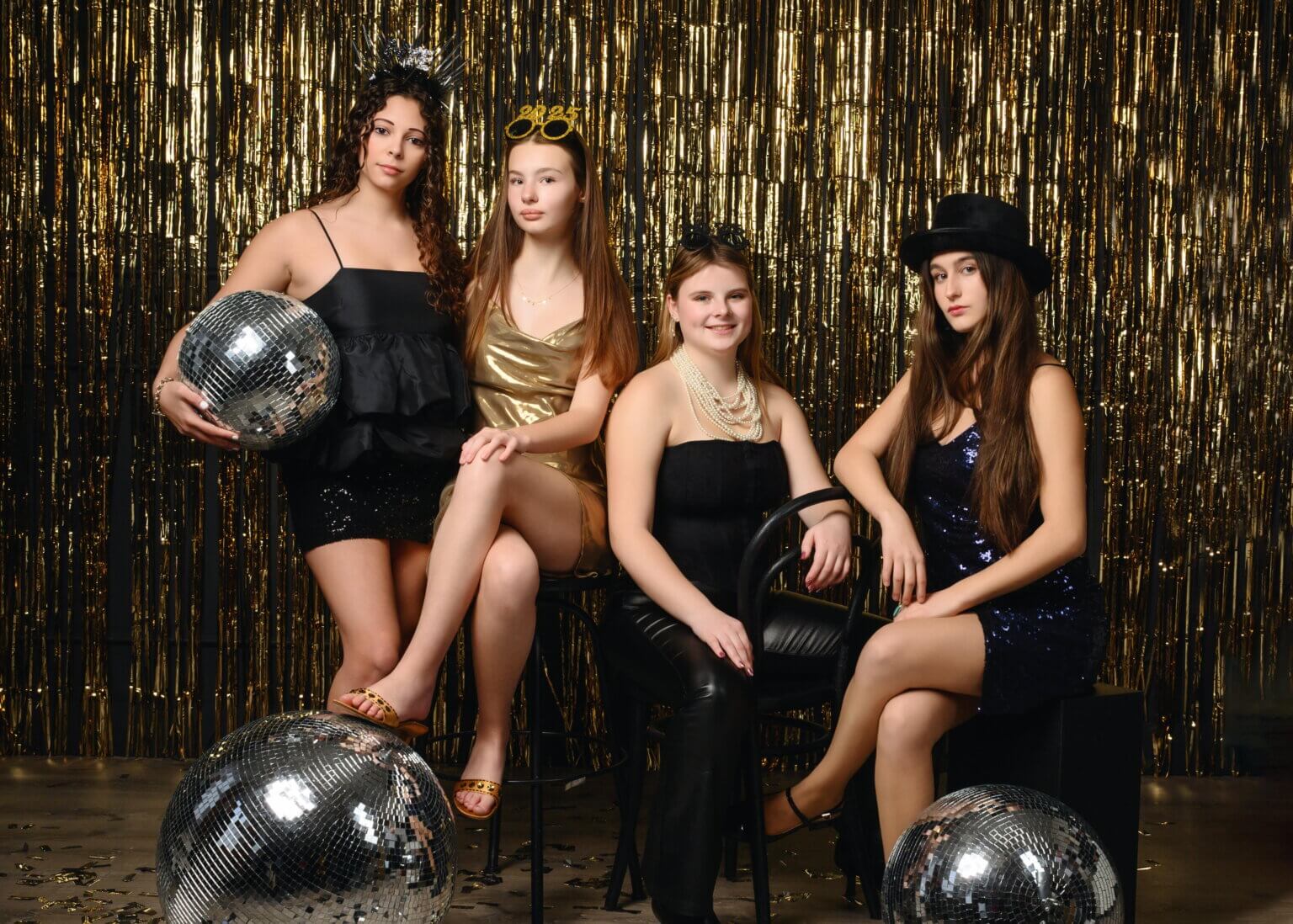Planet Photo festive photoshoot with disco balls and confetti