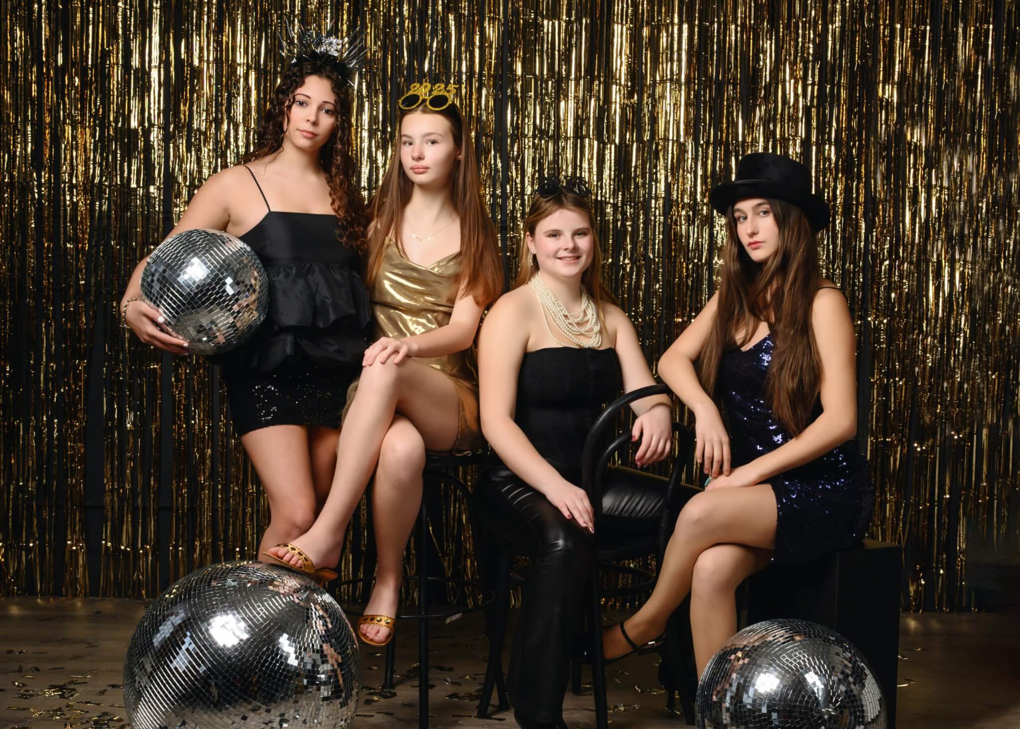 Planet Photo festive photoshoot with disco balls and confetti