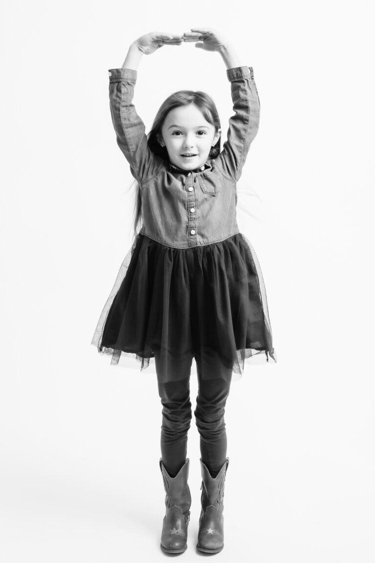 black and white family portraits little girl
