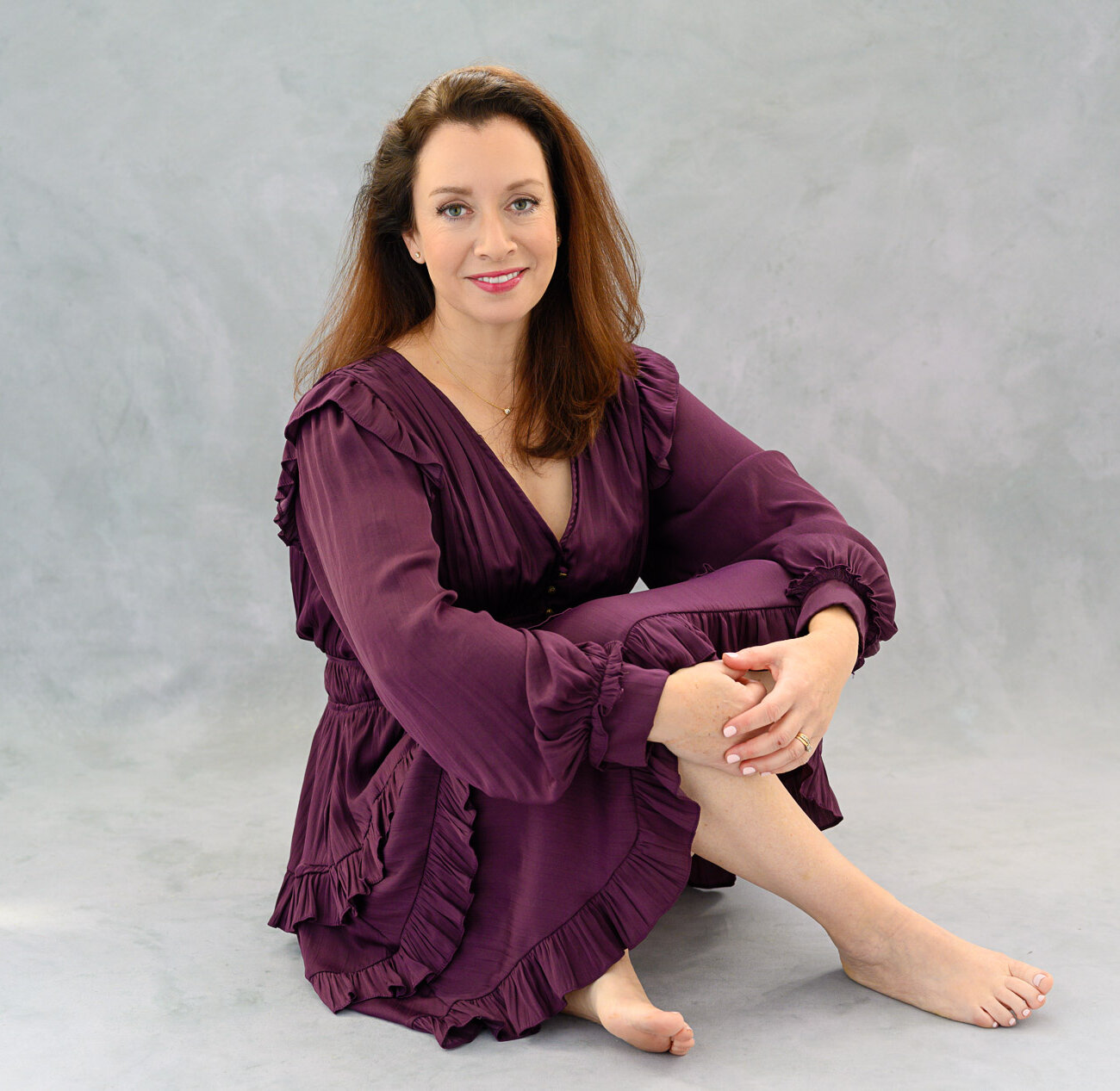 Portrait of woman in planet photo studio
