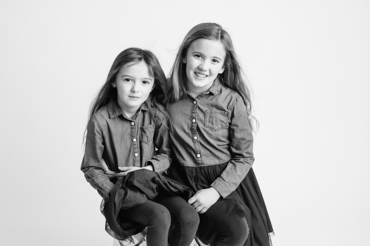 black and white studio portraits children