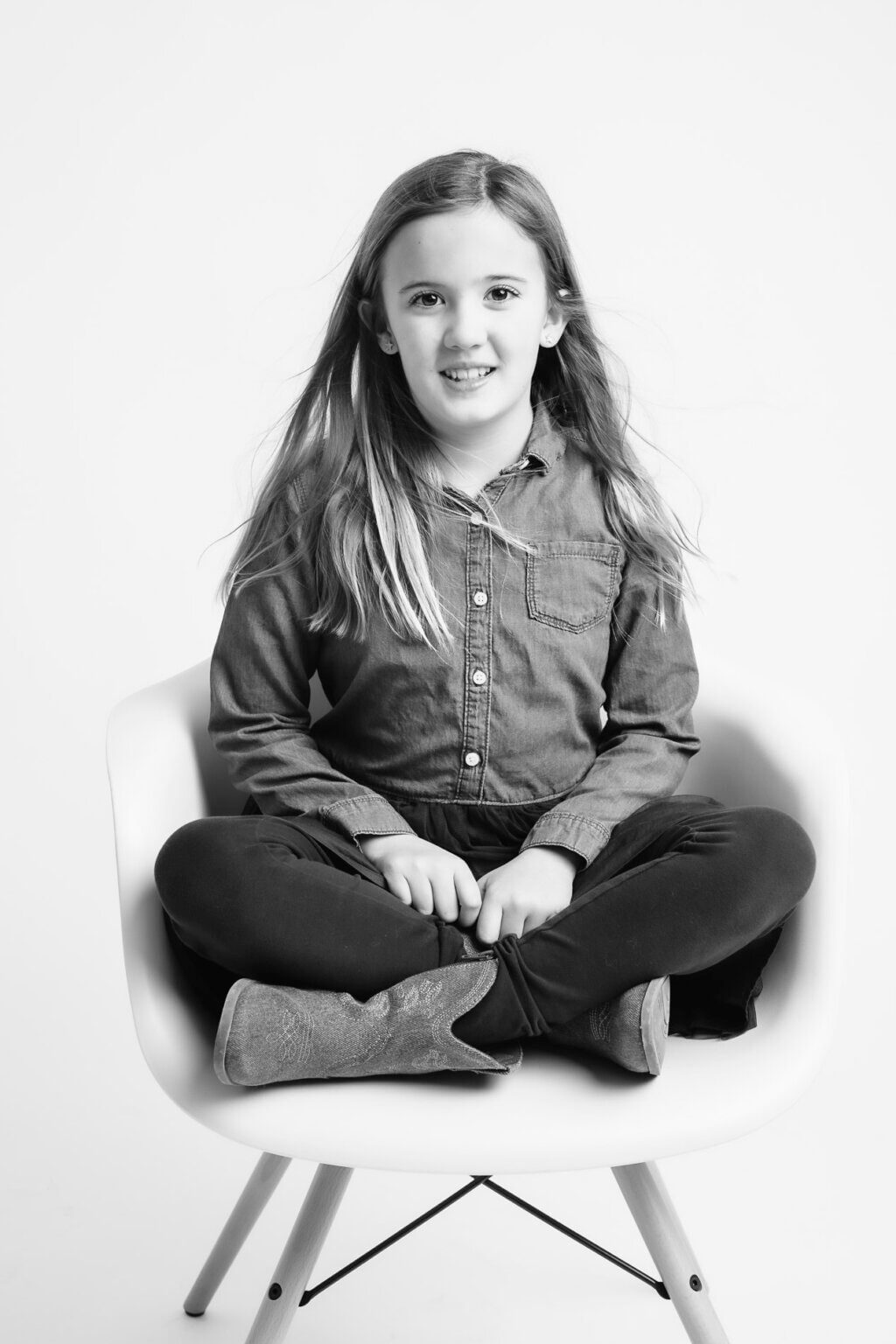 black and white studio portraits children