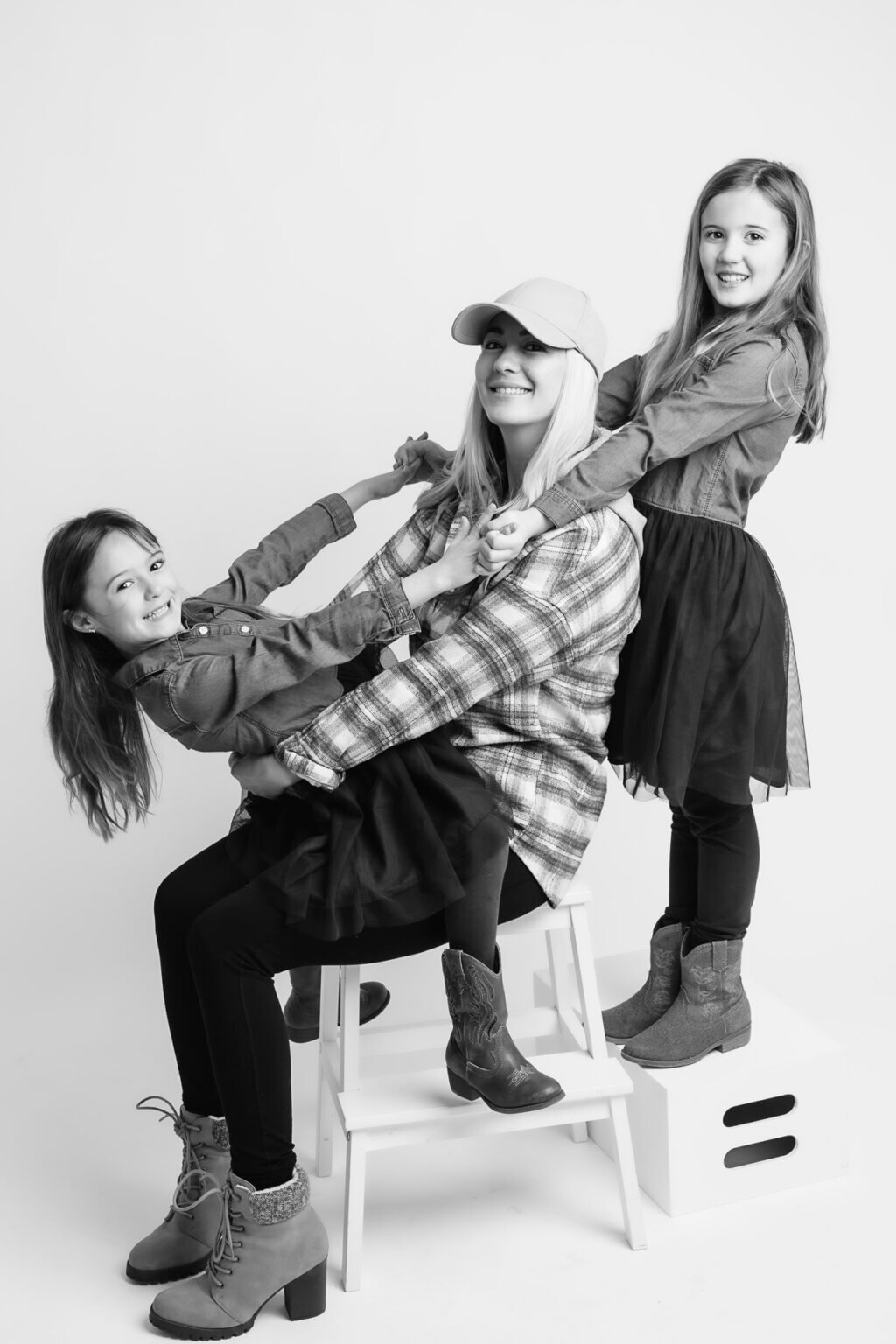 black and white studio portraits children