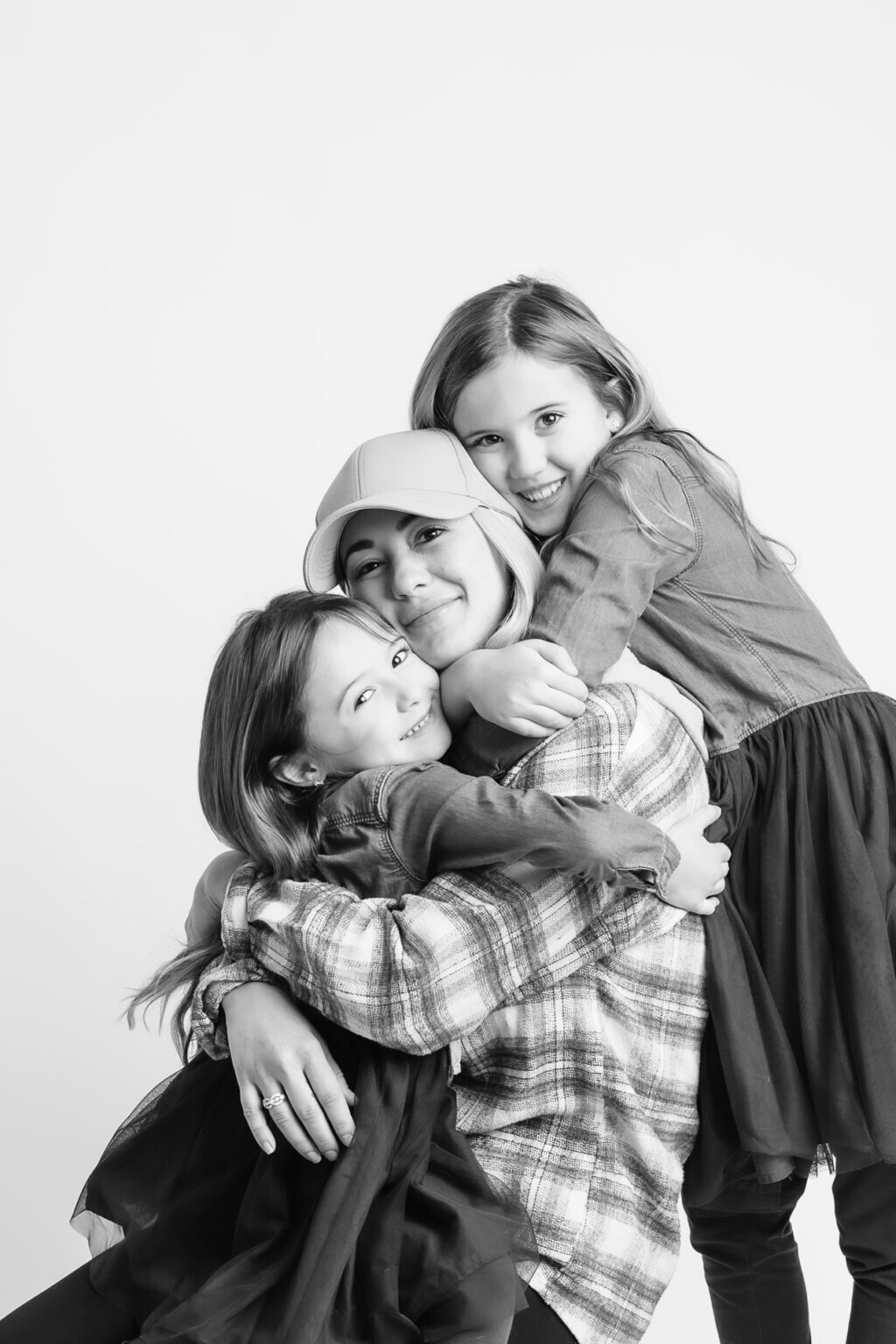 black and white studio portraits children