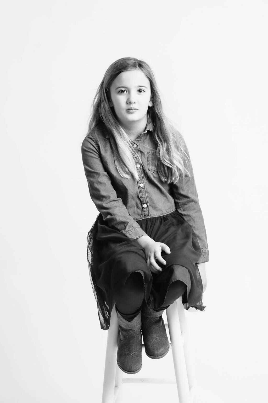 black and white studio portraits children