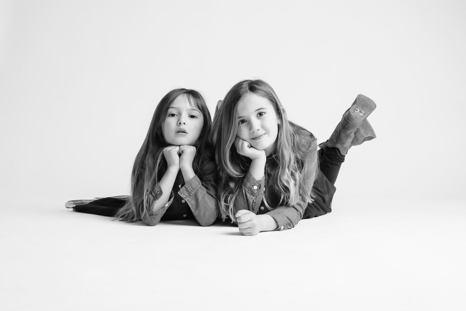 black and white studio portraits children