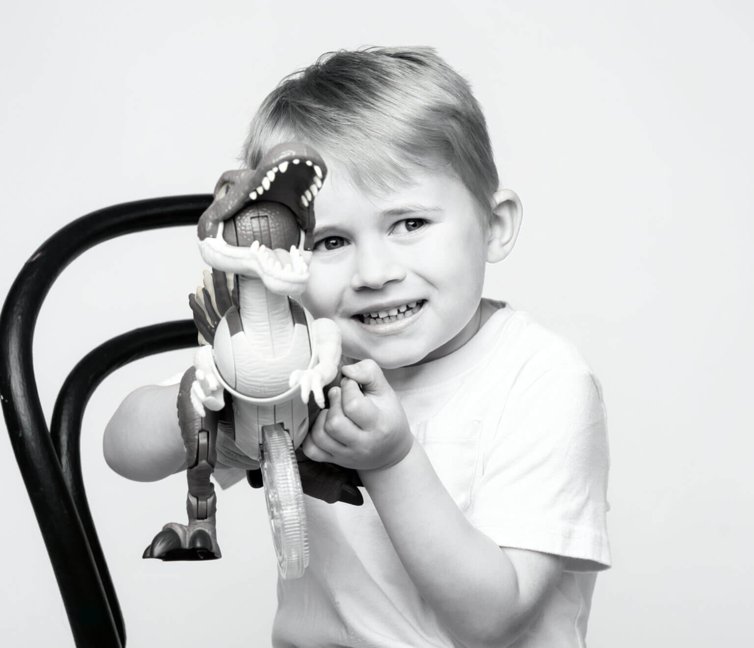 black and white studio portraits of children