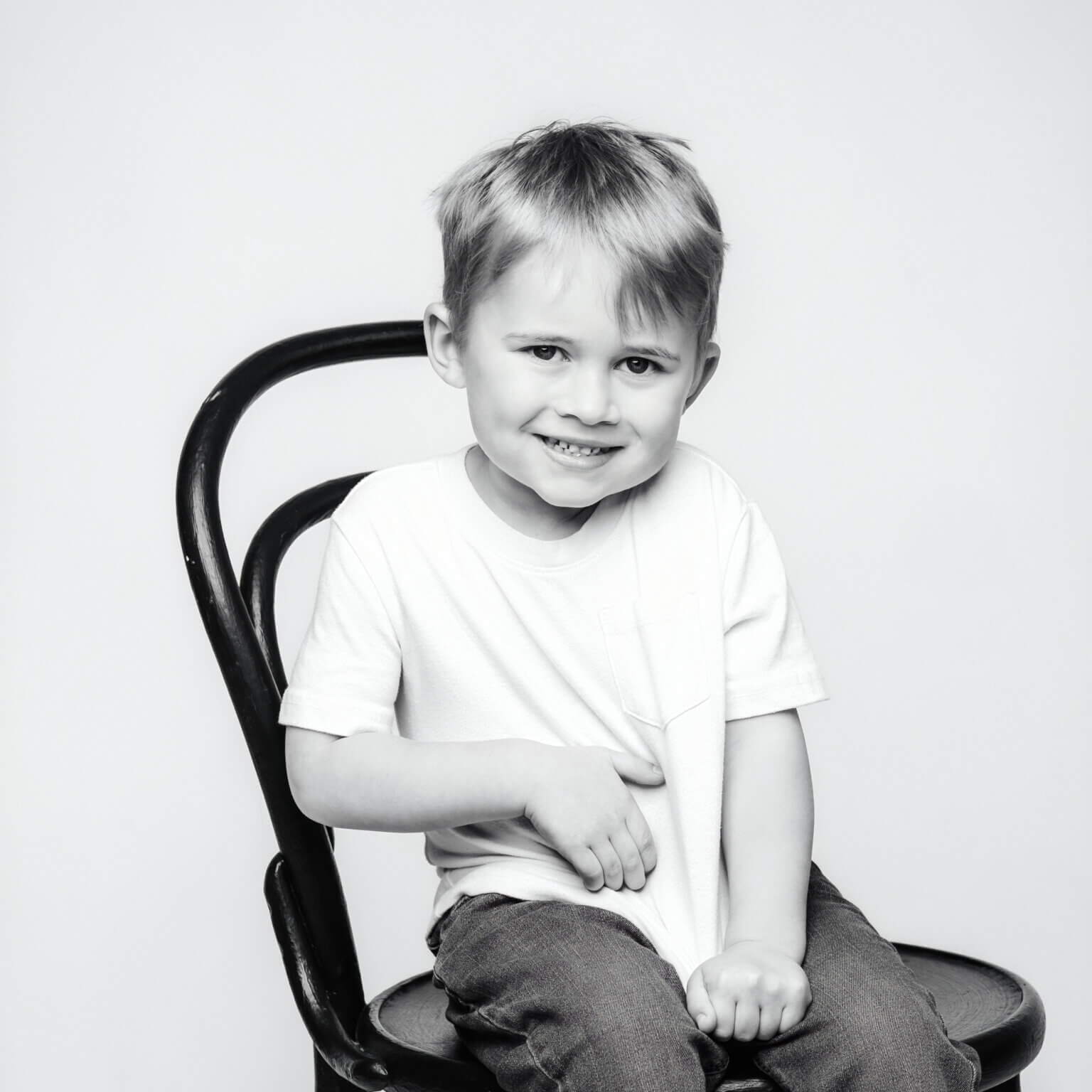 black and white studio portraits of children