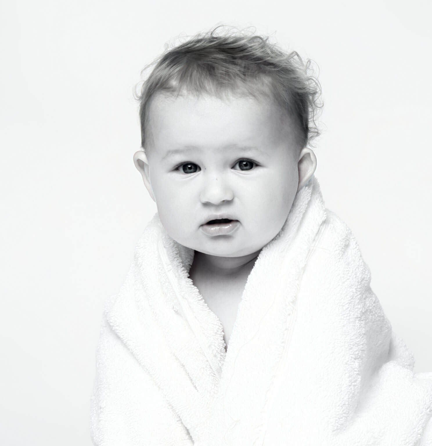 black and white studio portraits of children