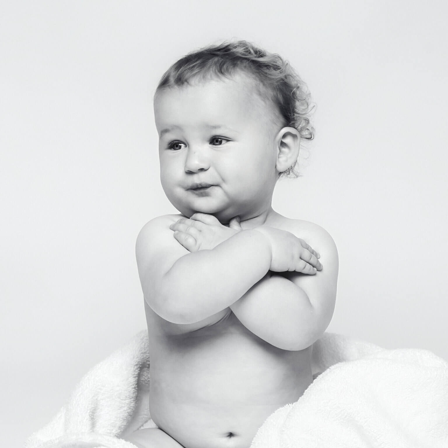black and white studio portraits of children